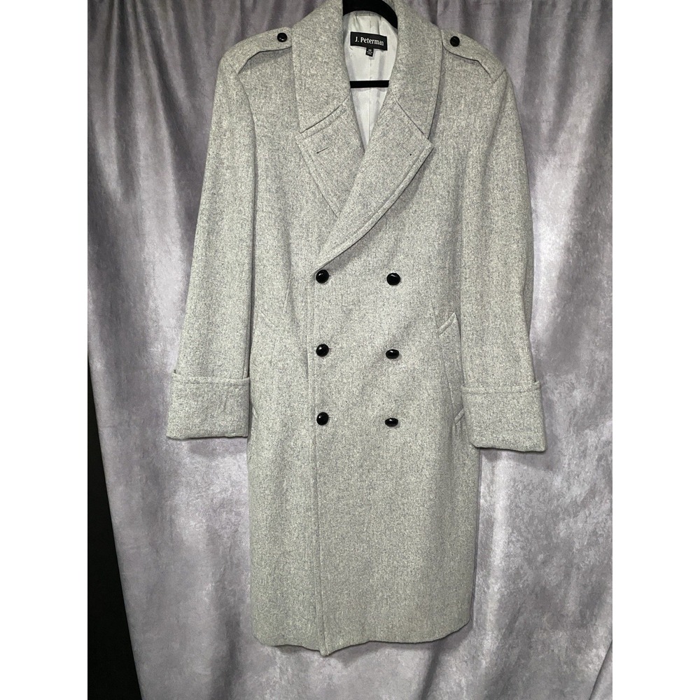 Vintage Double Breasted Overcoat Light Gray Wool Preppy Old Money Sz 40